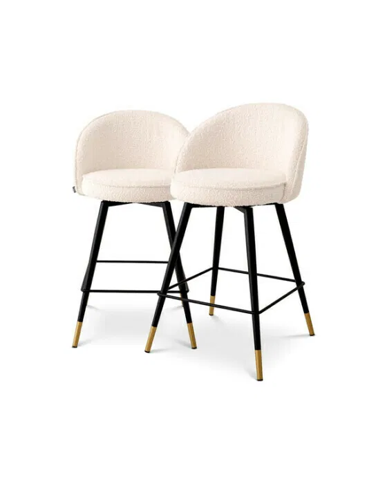 Cooper Bar Stool Bouclé Cream Set of 2