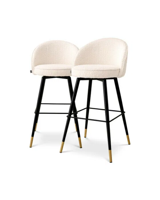 Cooper Bar Stool Bouclé Cream Set of 2