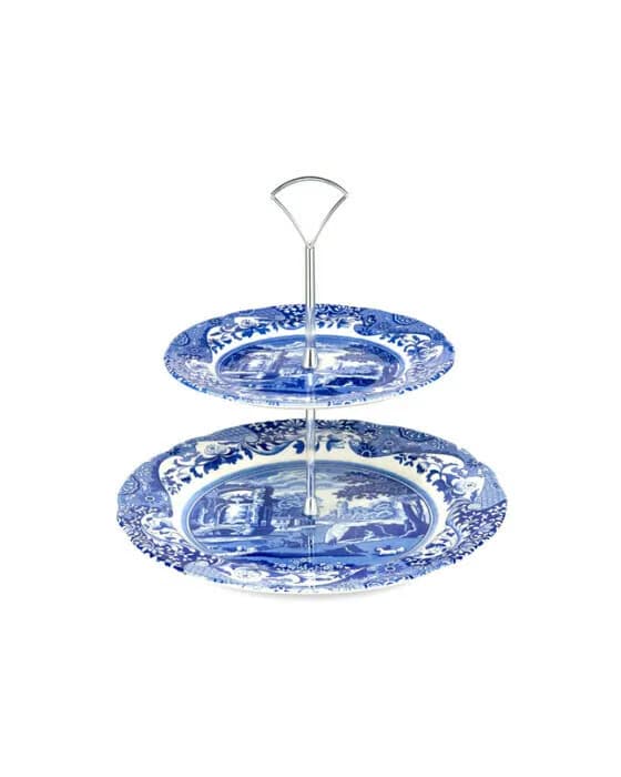 Blue Italian Cake Plate Blue/White
