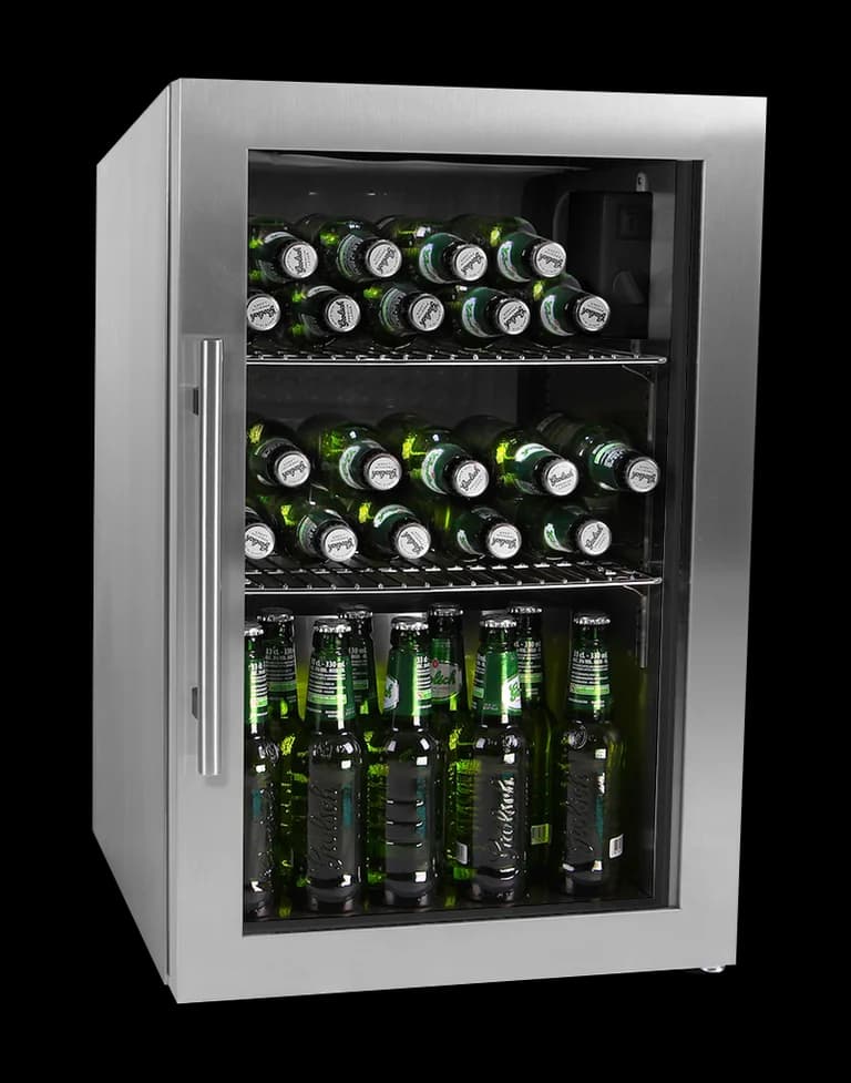 Weinkühlschrank freistehender  - Cavin Outdoor Collection 63 Liter Edelstahl, Kompressorkühlung, LED-Beleuchtung, rostfreie Oberfläche, wasser- und feuchtigkeitsbeständig