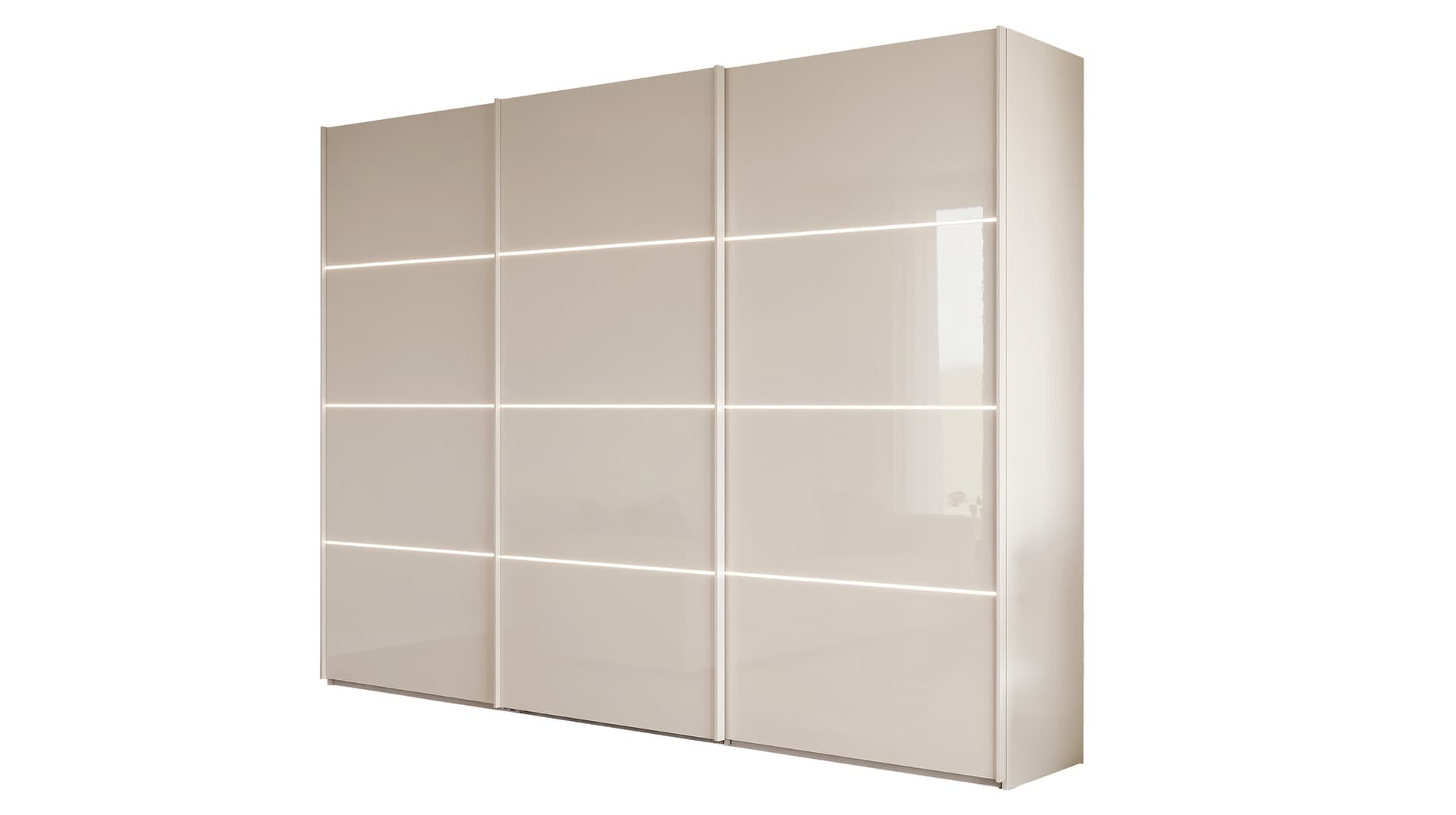 Schwebetürenschrank beige Glas 250 cm 3-türig - MACAO