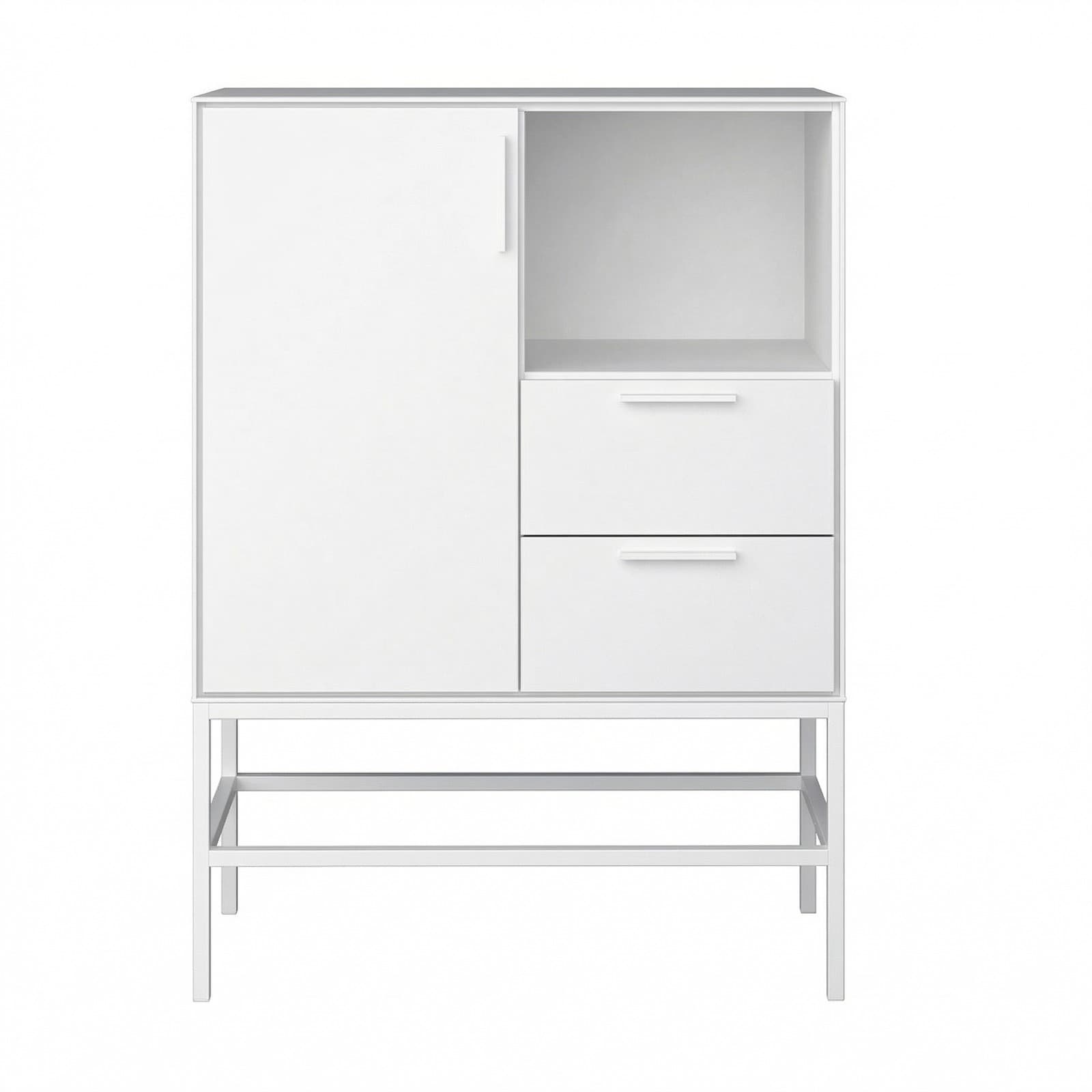 Ravn Sideboard 1 Tür und 2 Schubladen, weisslackiert, Metallgestell weiss.