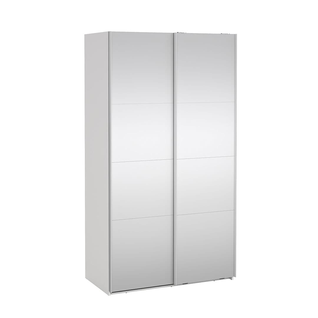 Catania Schiebetürenschrank 2 Türen mit Spiegel 120x220cm weiß.