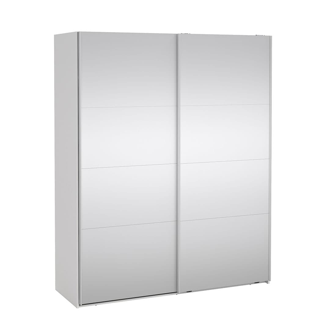 Catania Schiebetürenschrank 2 Türen mit Spiegel 180x220cm weiß.