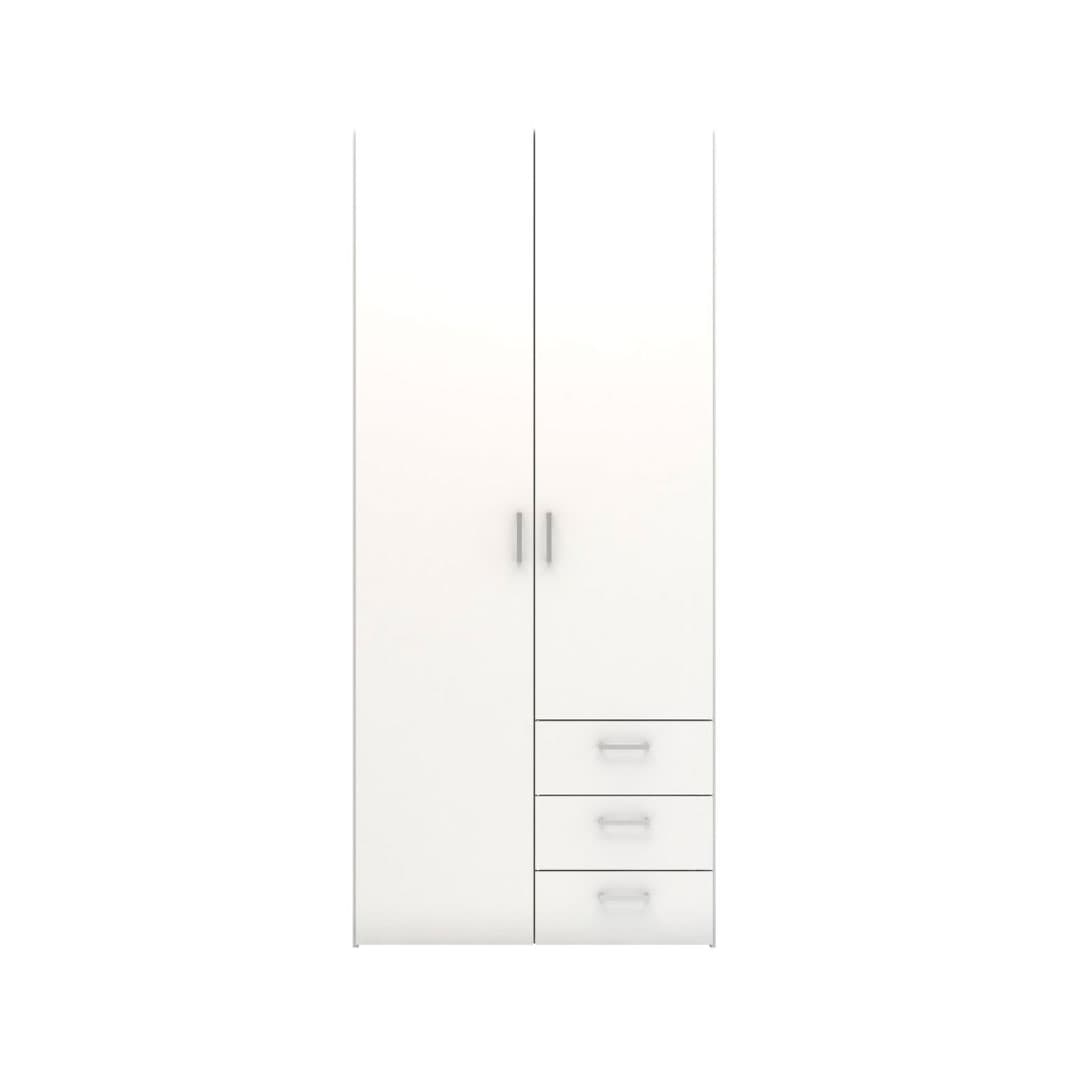 Spell Kleiderschrank B 2 Türen und 3 Schubladen. Weiss.
