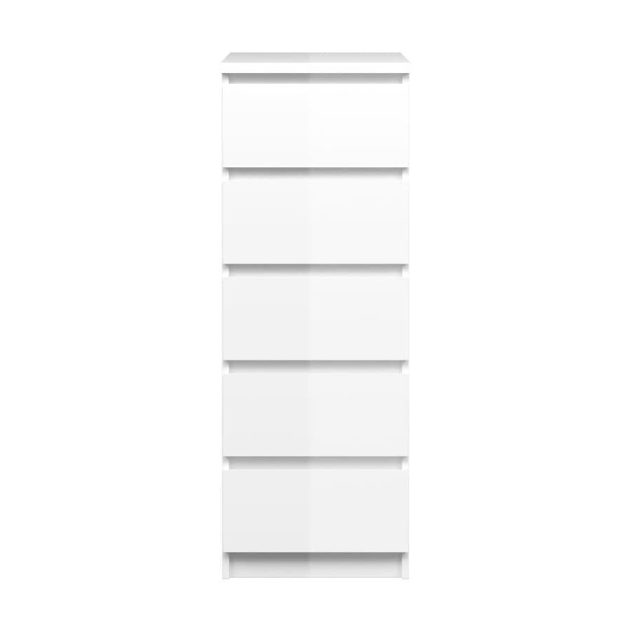 Nada Kommode schmal 5 Schubladen weiss hochglanz.