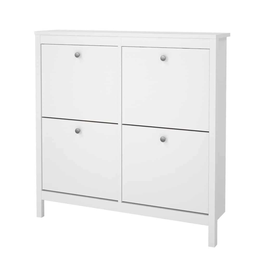 Madrid Schuhschrank 4 Klaptüren weiß.