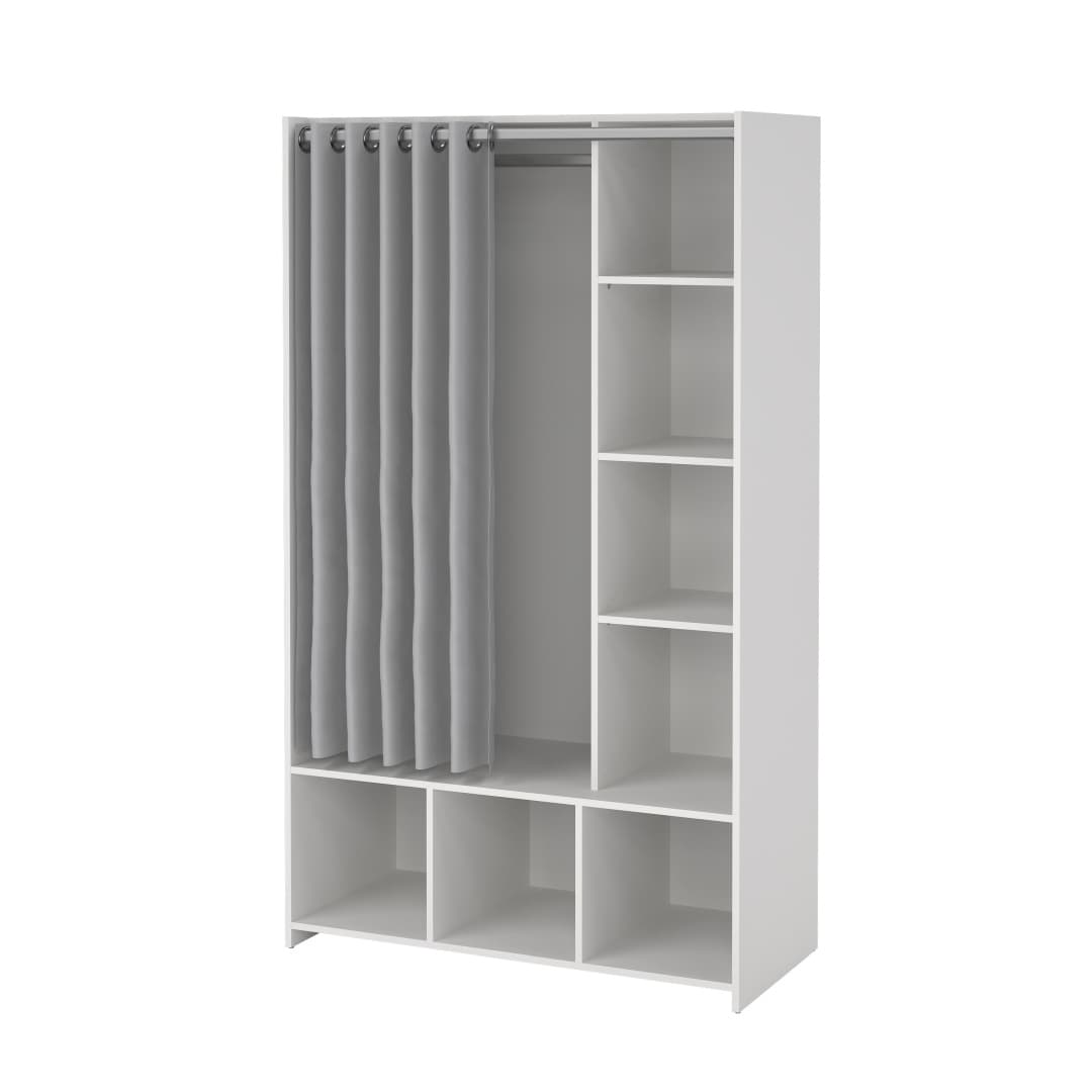 Kit Kleiderschrank mit Vorhang hellgrau.