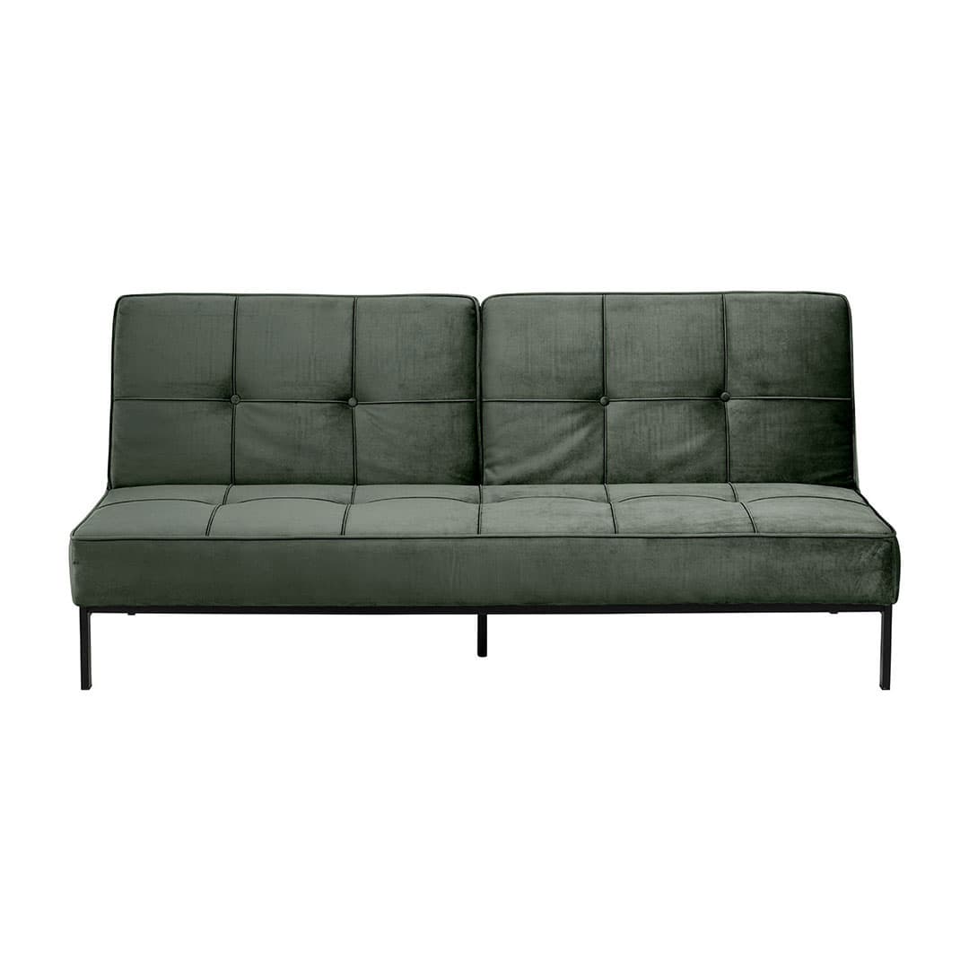 Peyton Schlafsofa tannengrün, Metall schwarz.
