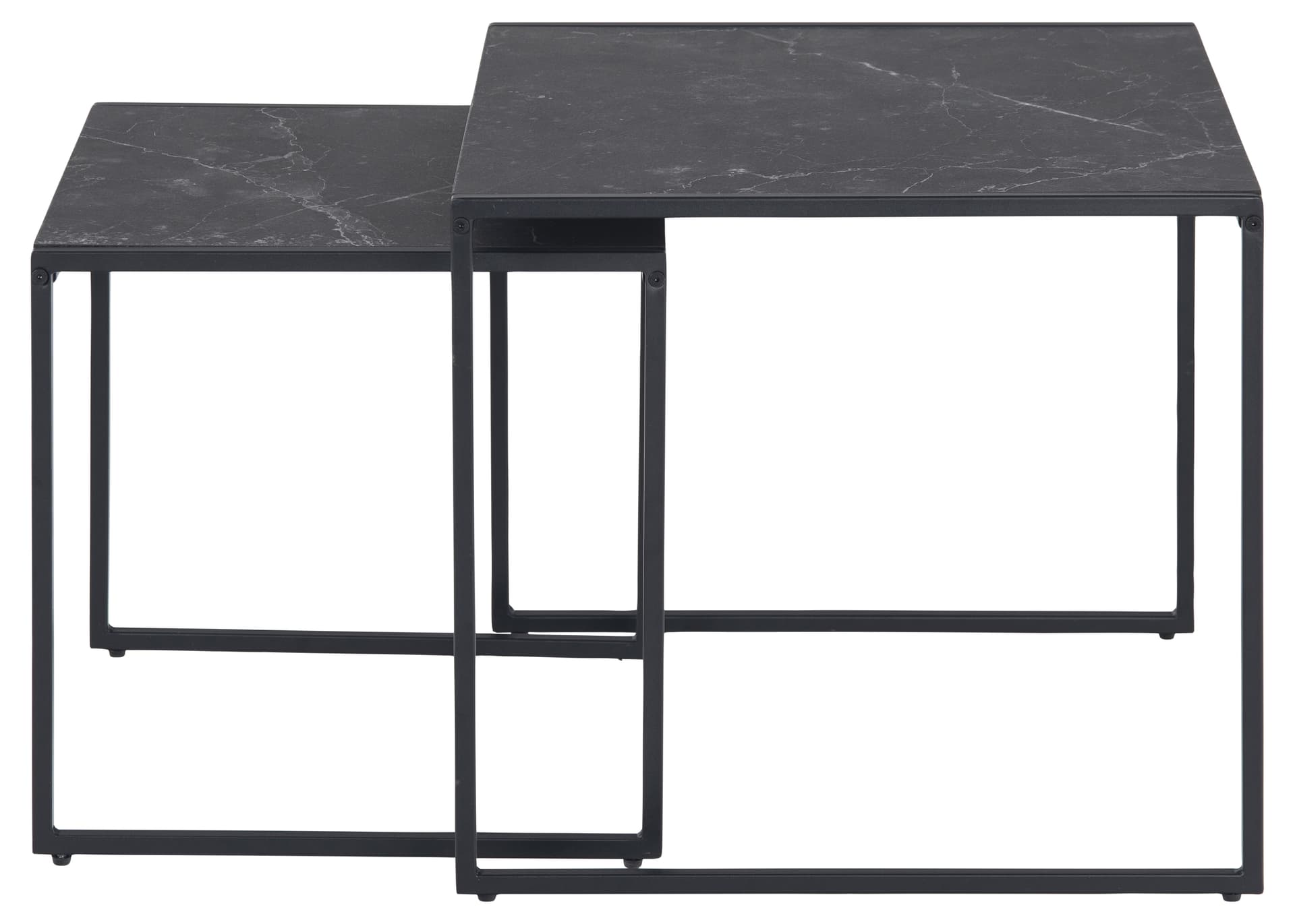 Infinity Couchtisch Einscchubtische 2 stk., Marmor Print, schwarz.