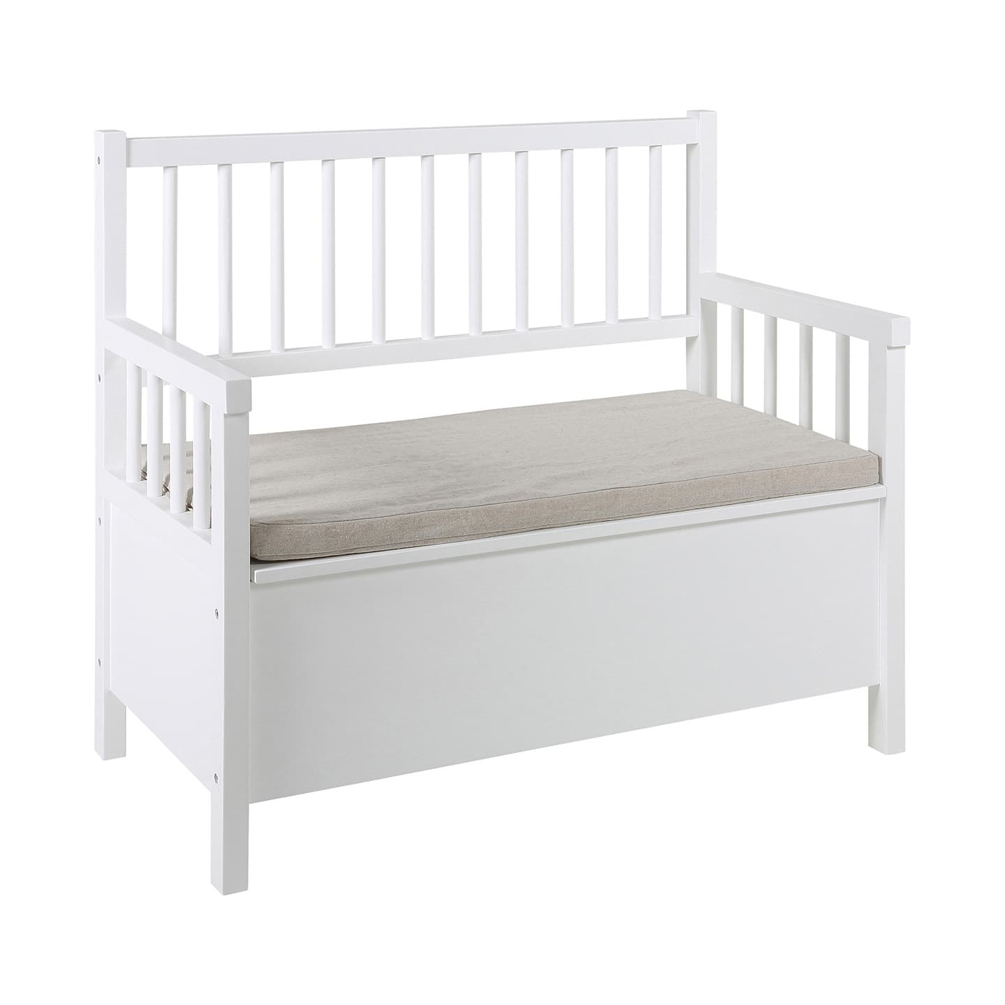 Aster Sitzbank mit Kissen weiß, beige.