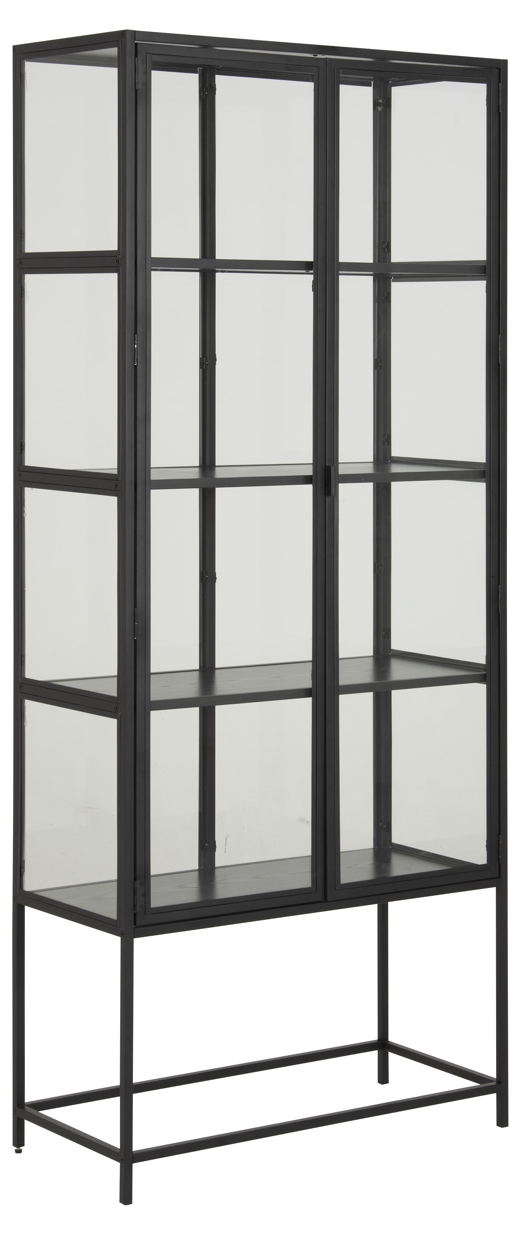 Sea Vitrinenschrank A, 2 Glastüren und 4 Regale schwarz.