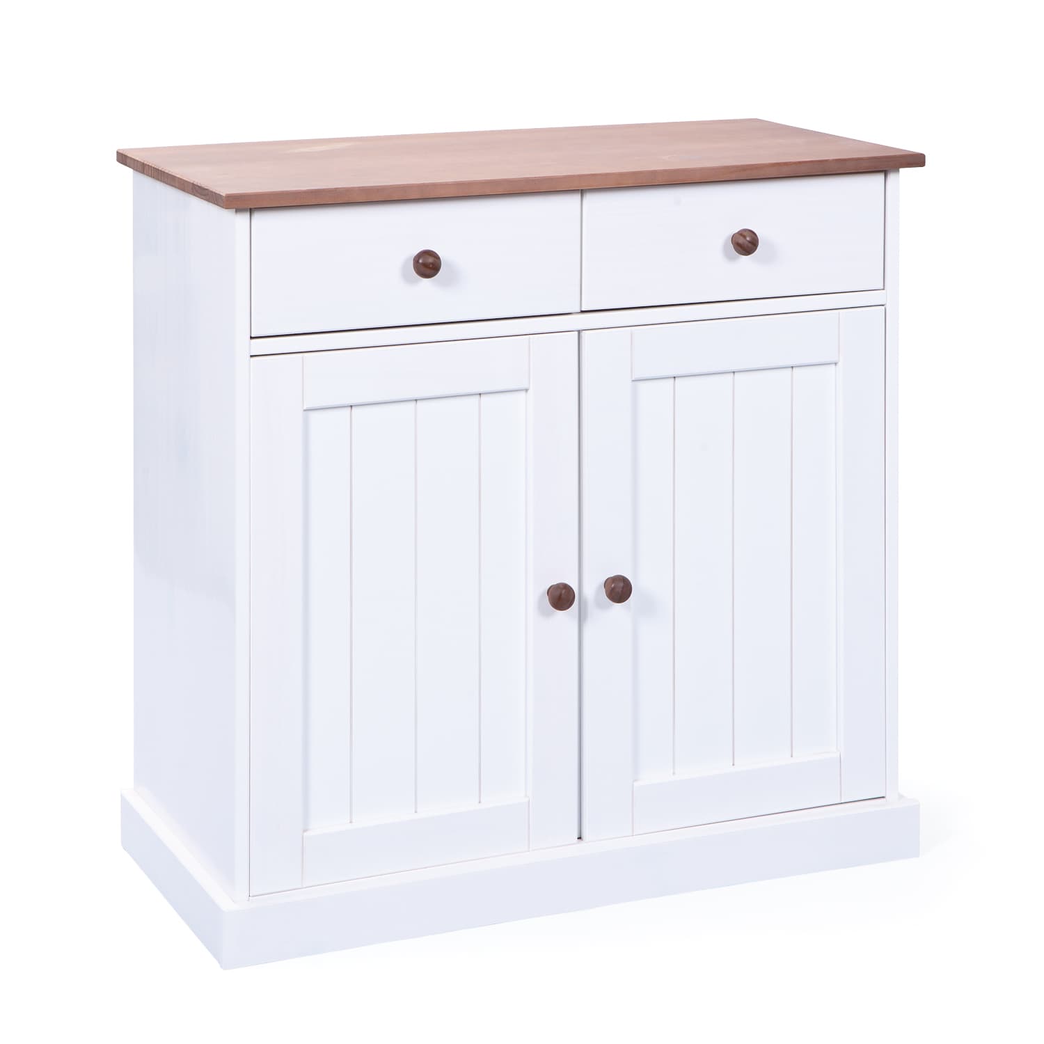 Wright Sideboard 2 Türen, 2 Schubladen, weiss, braun.