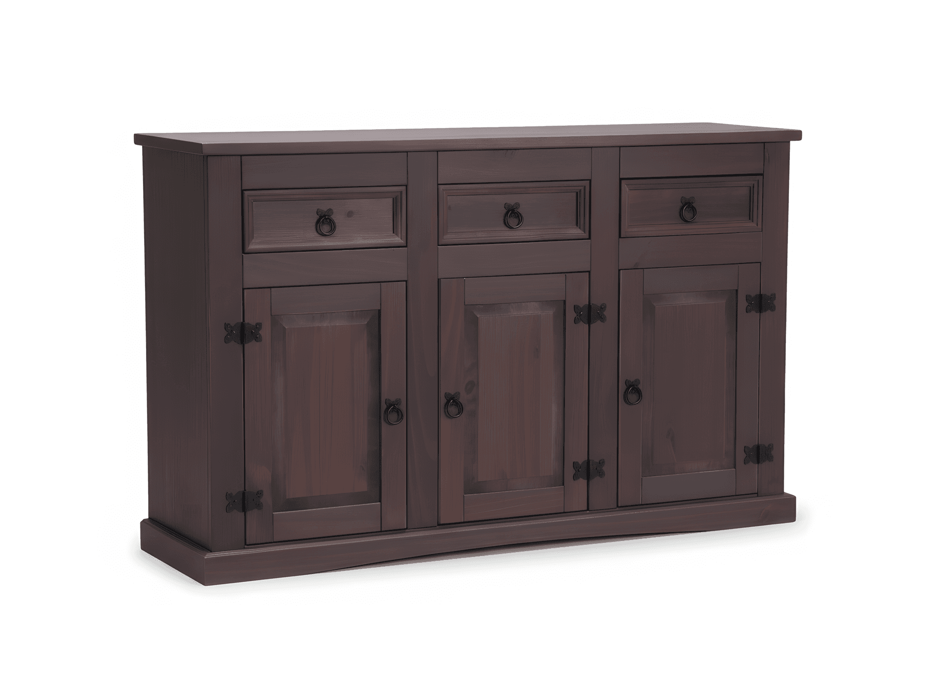 New Mexico Sideboard mit 3 Schubladen und 3 Türen Breite 132 cm, Höhe 84 cm braun gebeitzt/wachs.