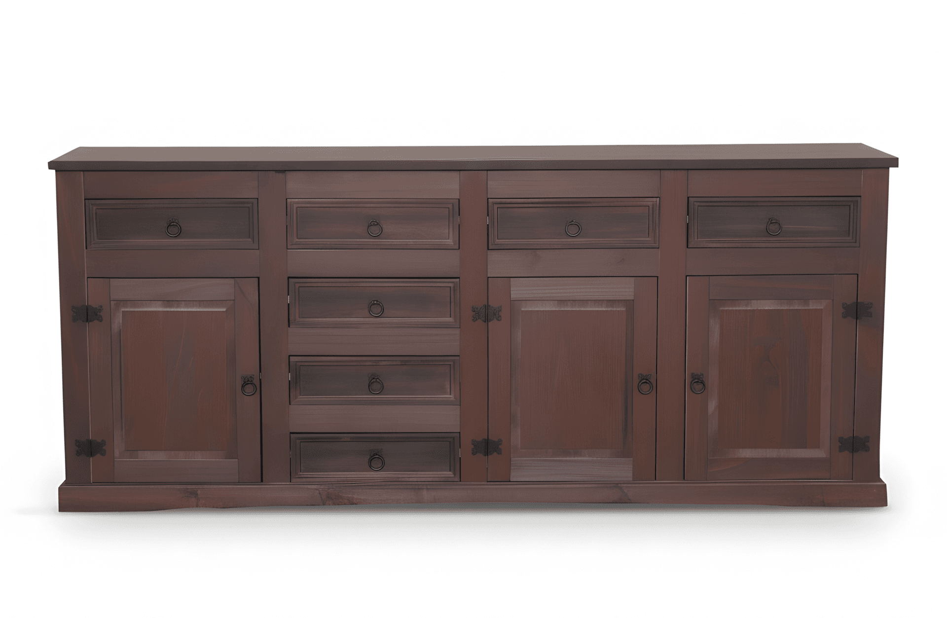 New Mexico Sideboard mit 7 Schubladen und 3 Türen Breite 200 cm, Höhe 84 cm braun gebeitzt/wachs.