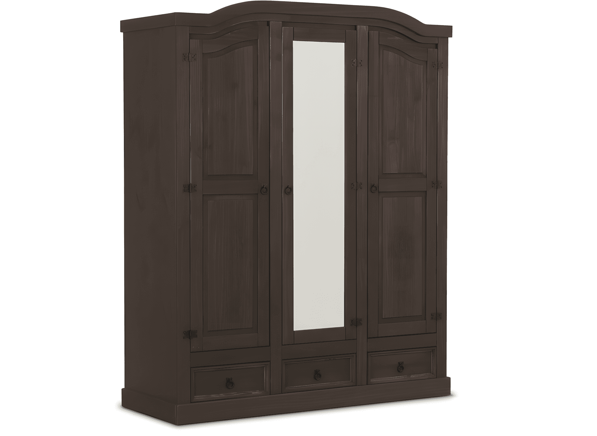 New Mexico Kleiderschrank 3 türig mit einer Spiegeltür braun