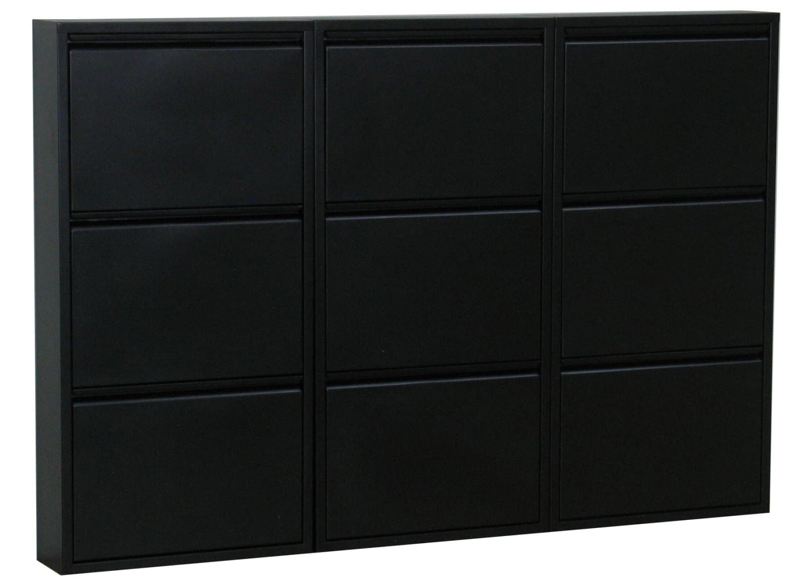 Pisa Schuhschrank mit 9 Klappen/Türen in Metall schwarz.Fertig montiert geliefert.