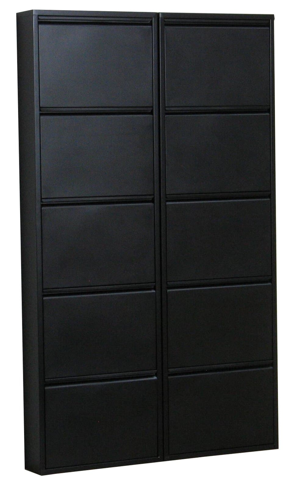 Pisa Schuhschrank mit 10 Klappen/ Türen in Metall schwarz. Fertig montiert.
