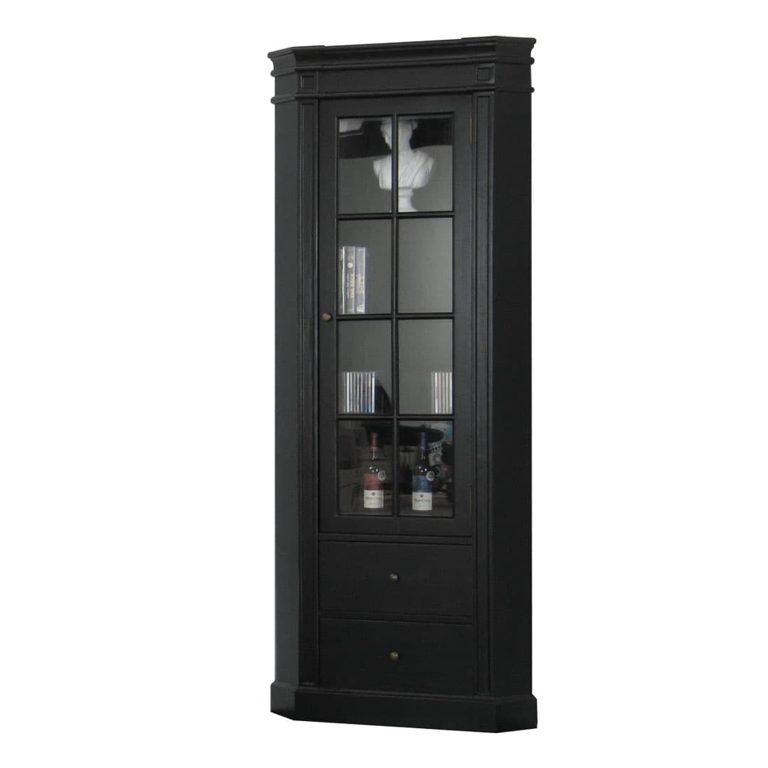 Amaretta Eckschrank schwarz, antik patiniert.