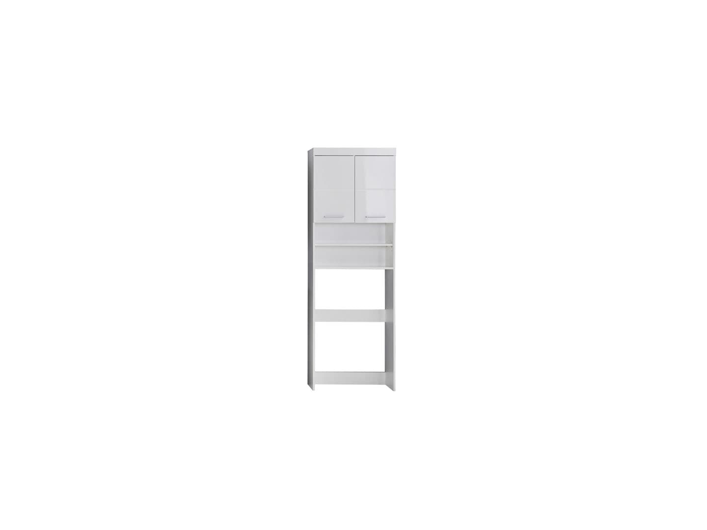 AmandaMandoBea Badschrank für Waschmaschine 2 Türen, 2 offene Fächer weiß, weiß Hochglanz.