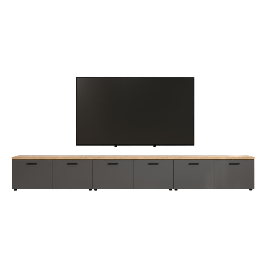 Baggio TV Tisch 3 Teile, 6 Türen Antracit.