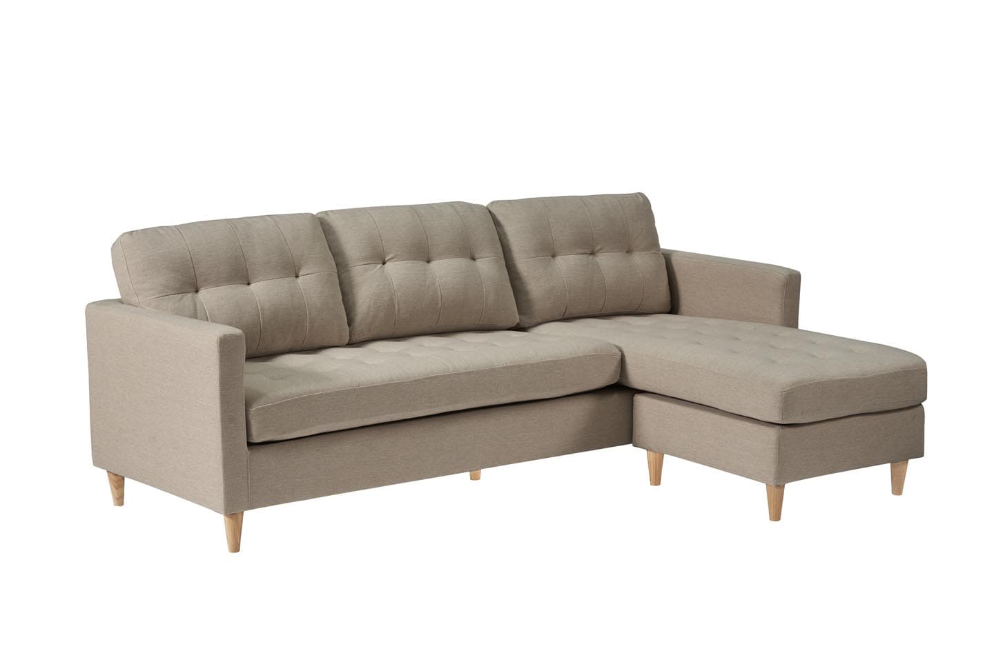 Marino Chaiselongsofa 3 Personen Stoff sandfarben.