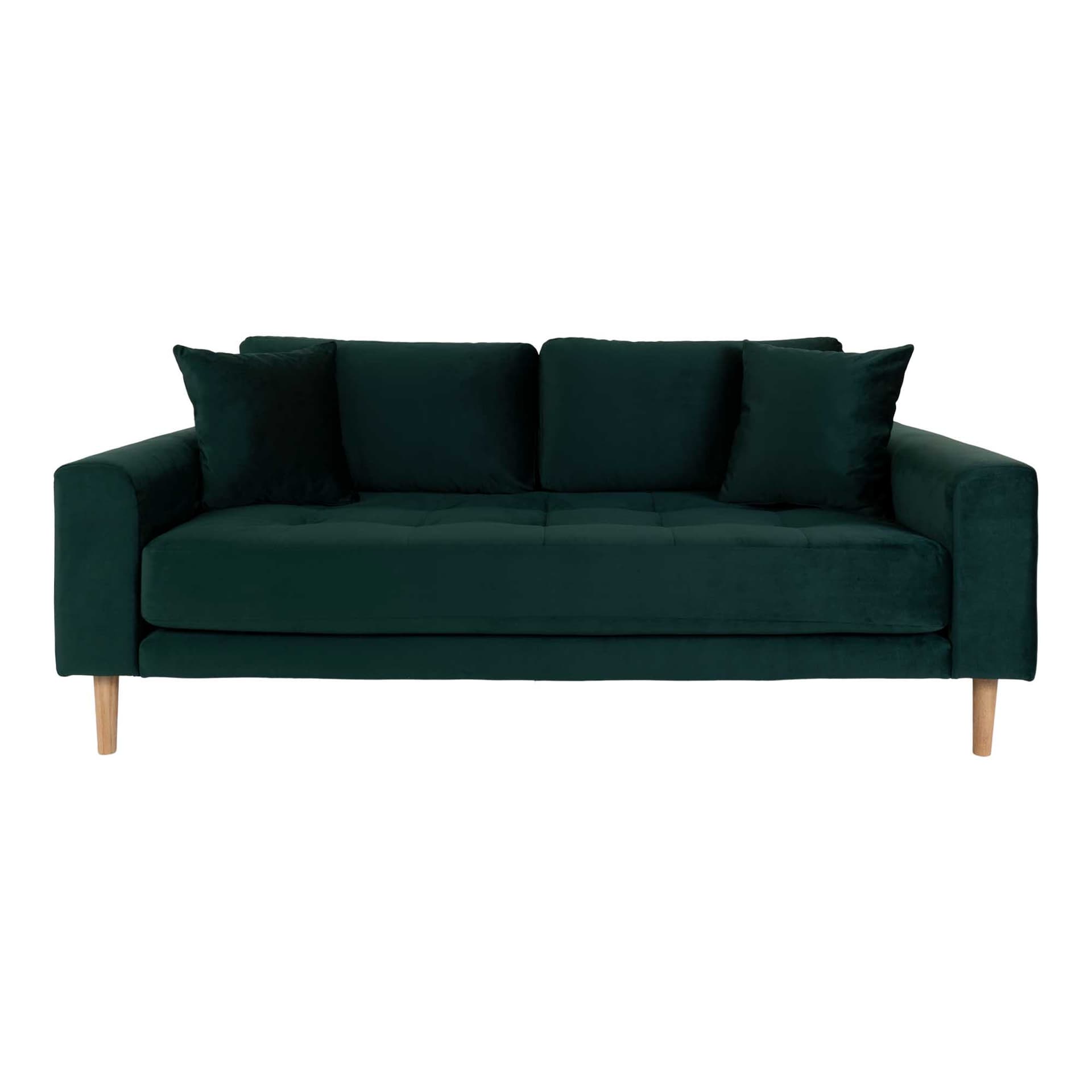 Lido Sofa 2,5 Pers. velour inkl. 2 dekorative Kissen, grün.