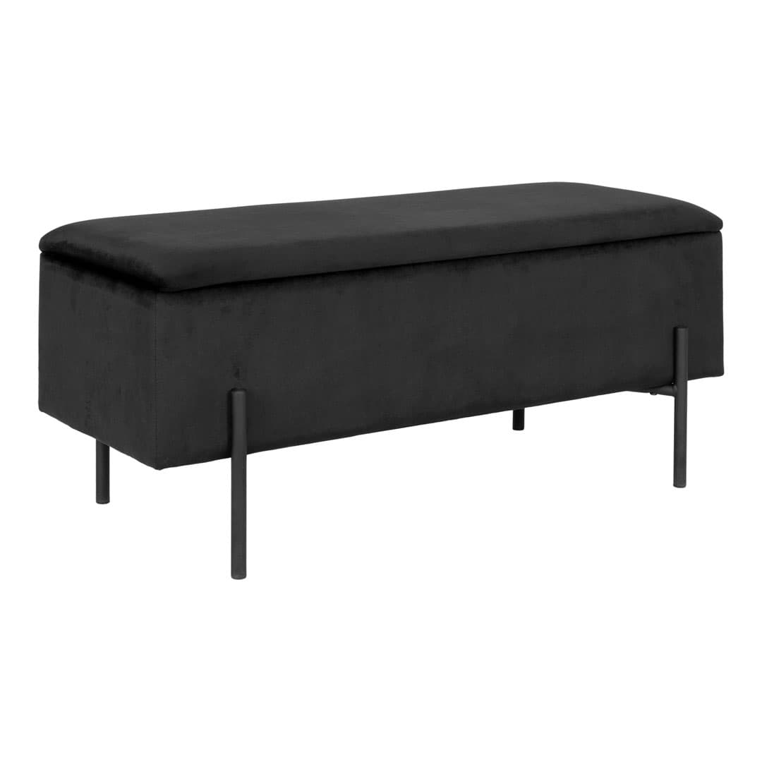 Watford Sitzbank mit Aufbewahrung Velour schwarz, schwarz.