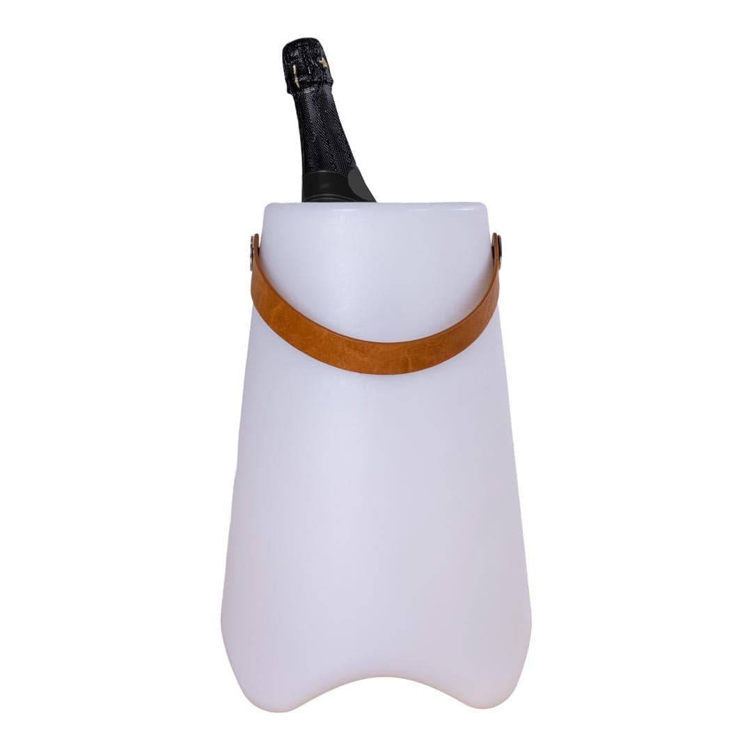 Bristol Lampe Weinkühler wiederaufladbar weiß.