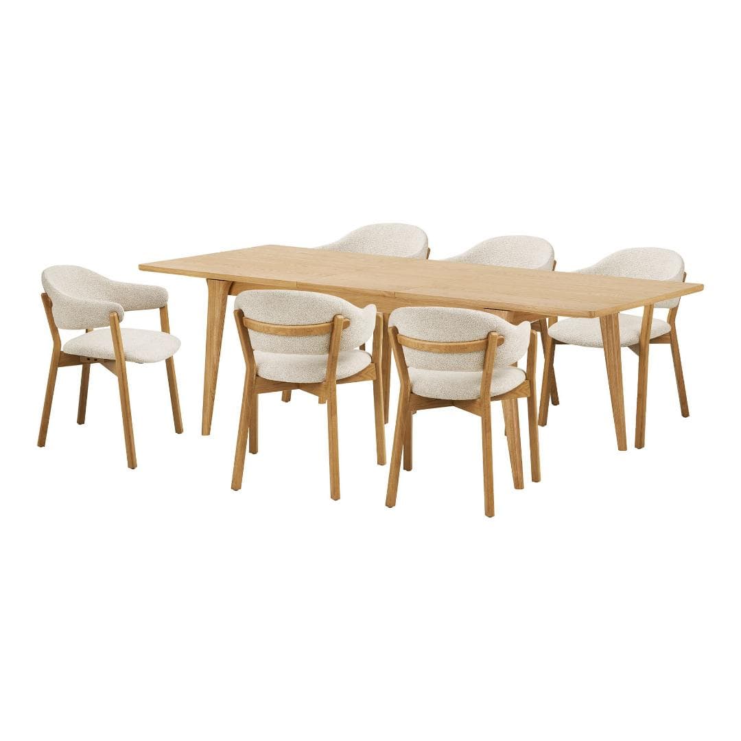 Oline Essgruppe Esstisch 6 Stühle natur, beige.