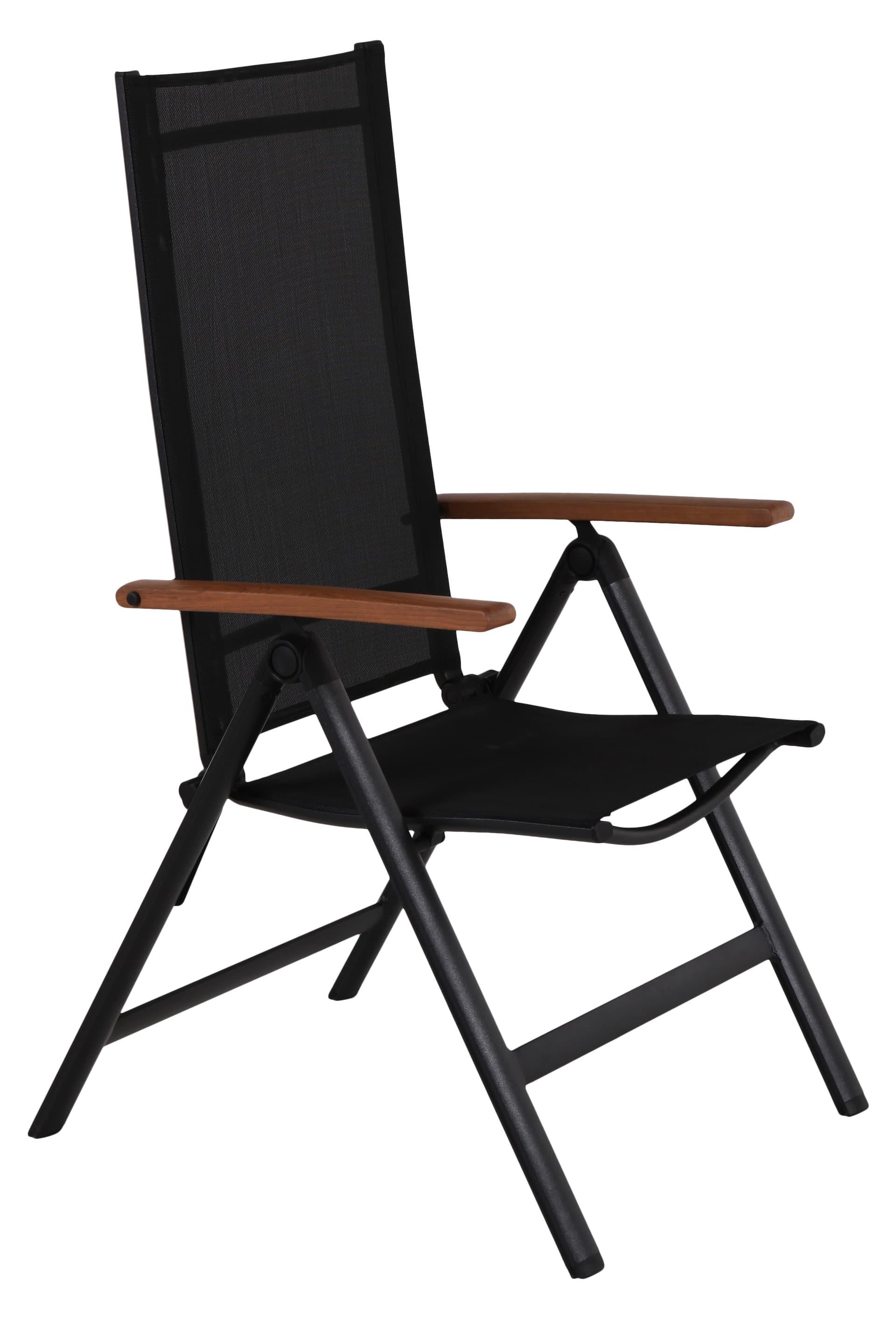 Lamira Gartenstuhl Positionsstuhl, schwarz und teak Armlehnen.