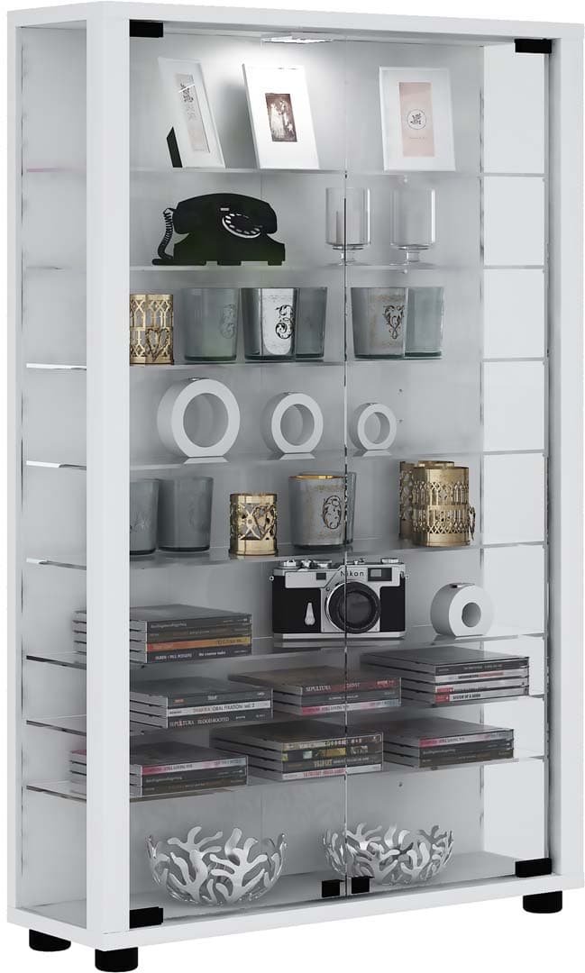 LumoMini Vitrinenschrank 2 Glastüren weiß.