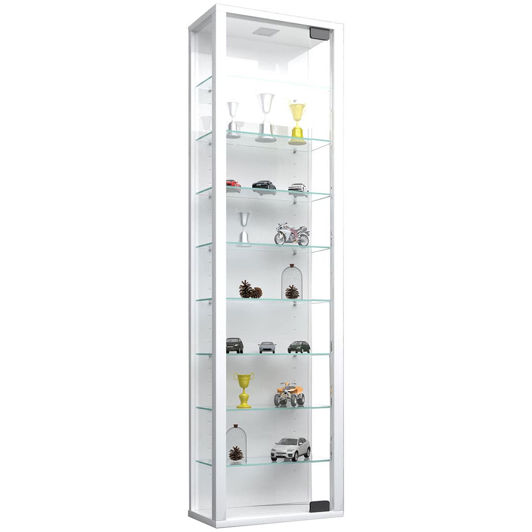 Stano Maxi Vitrinenschrank wandhängend 1 Glastür mit LED Licht zum aufhängen weiß.