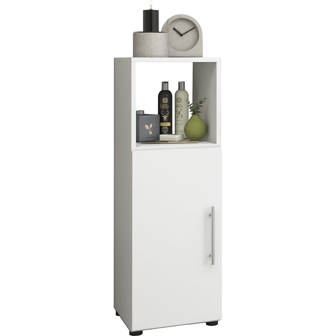 Flandu Badschrank halbhoch halb hoch Weiß.