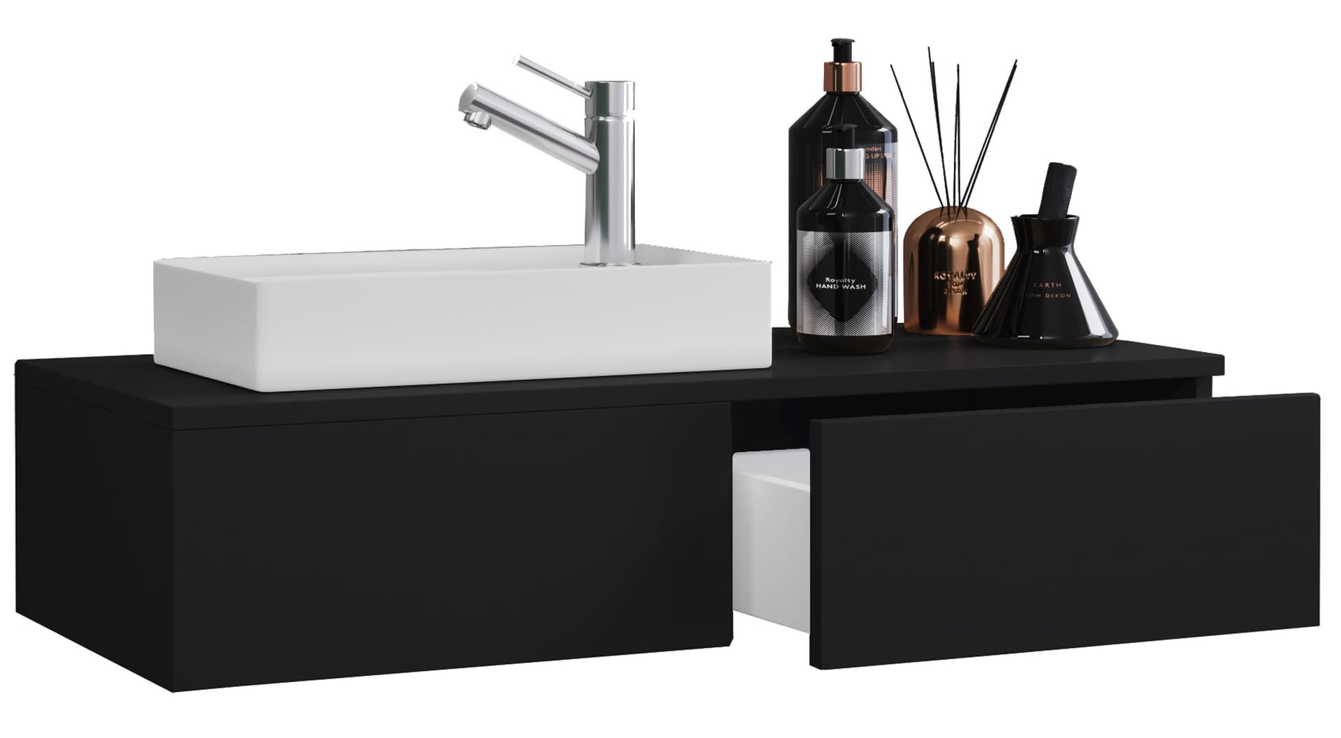 Gudas Badmöbel-Sets 1 Schublade Schwarz.