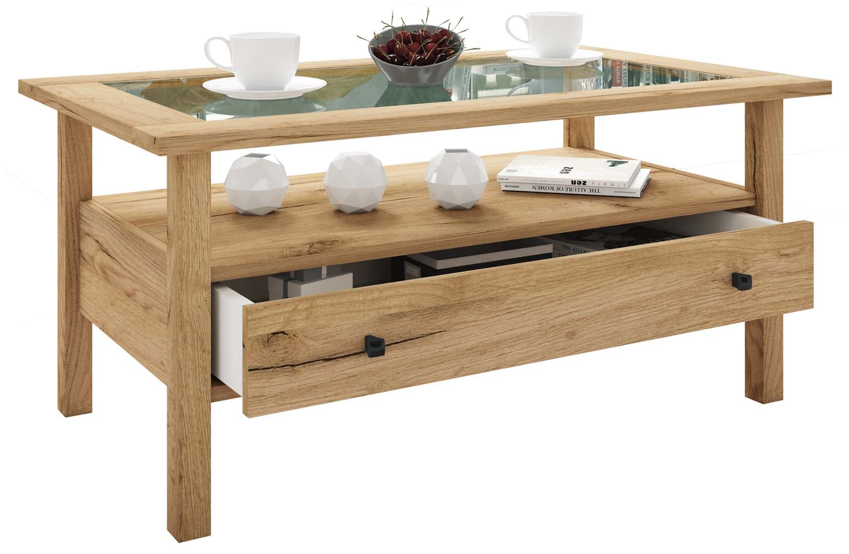 LingisL Couchtisch 1 Schublade 1 Ablage Eiche dekor.