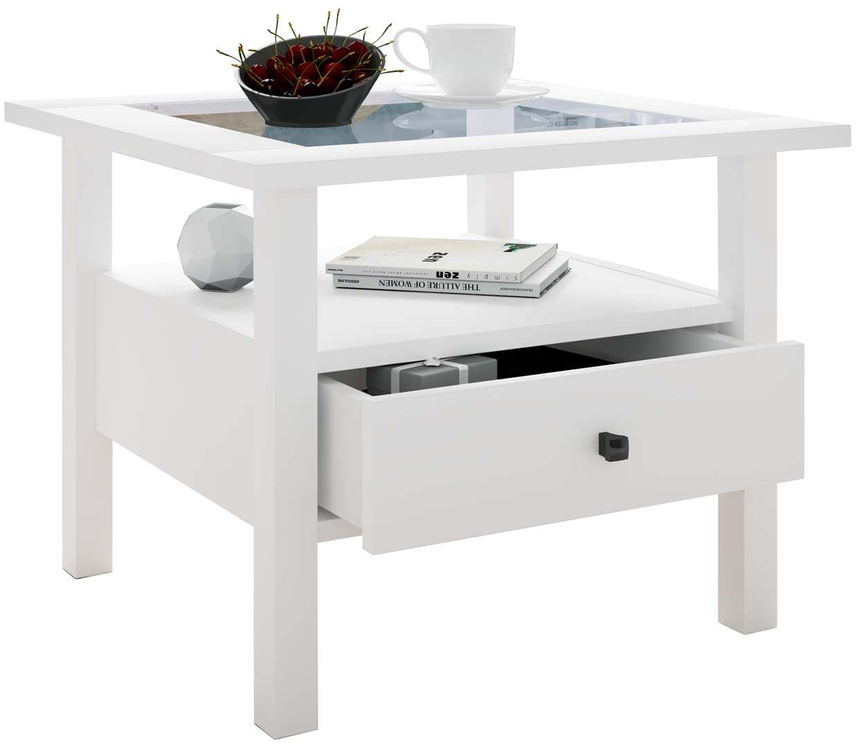 LingisM Couchtisch 1 Schublade 1 Ablage weiß.