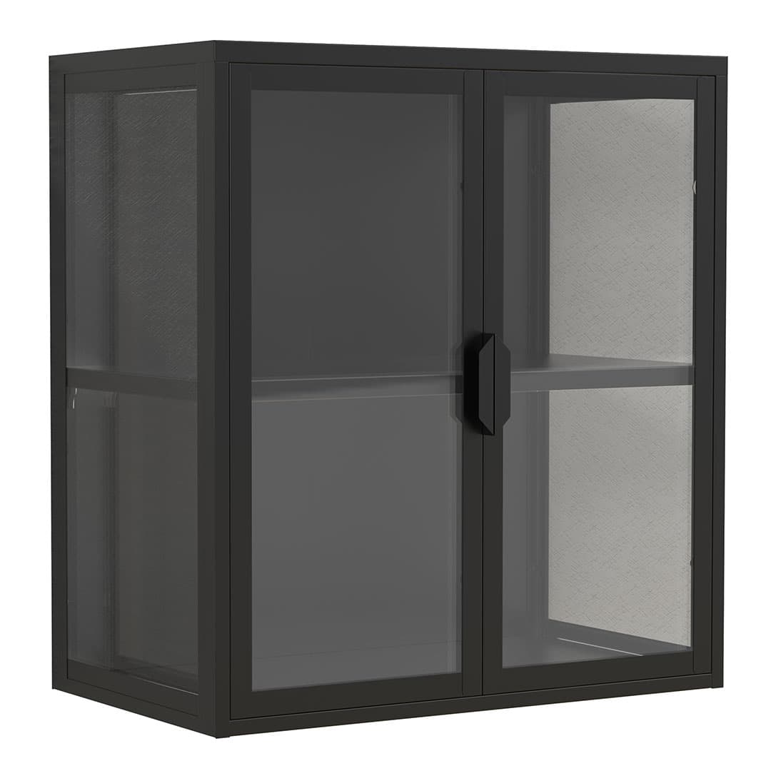 FlokasVS Vitrinenschrank wandhängend 2 Türen schwarz.