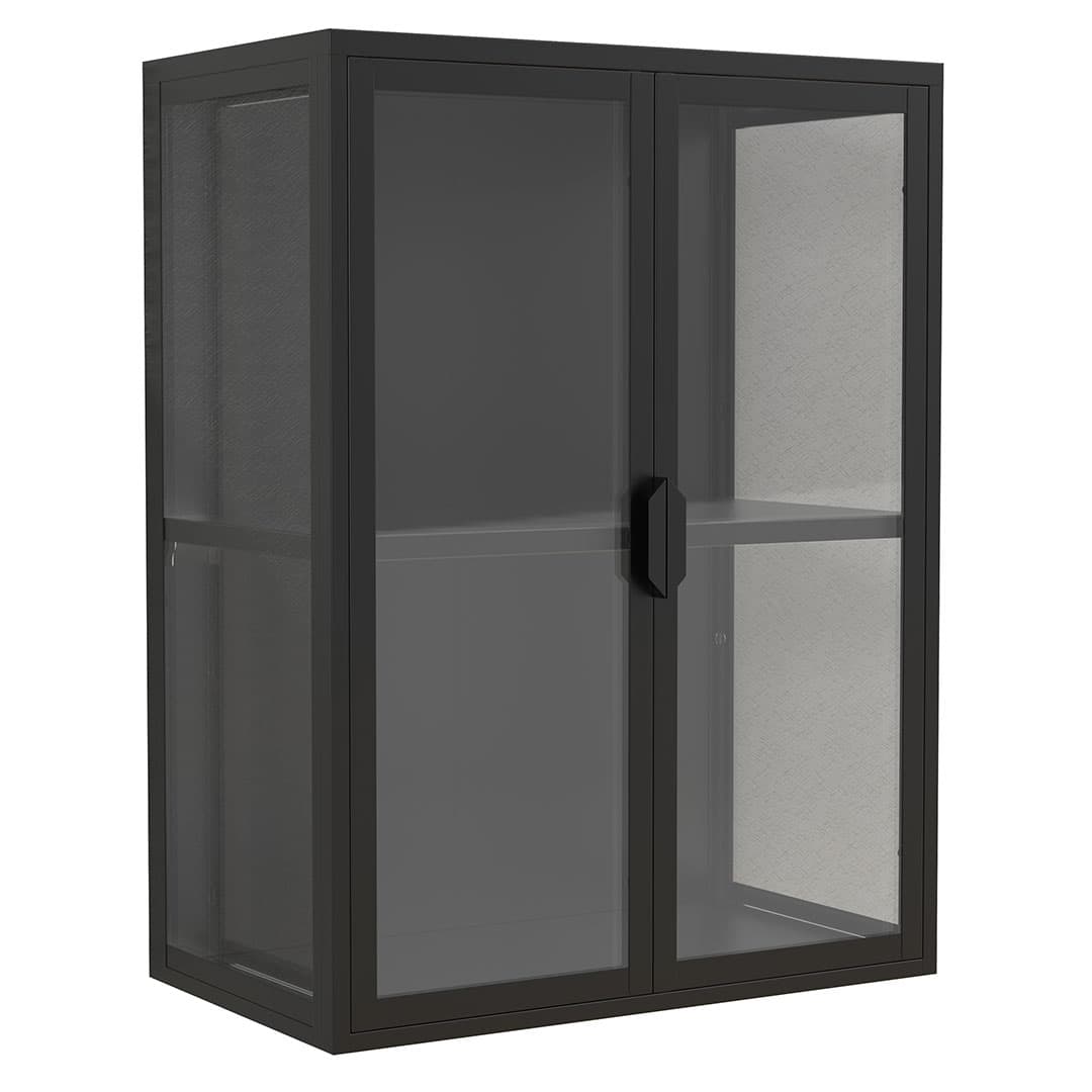 FlokasVM Vitrinenschrank wandhängend 2 Türen schwarz.