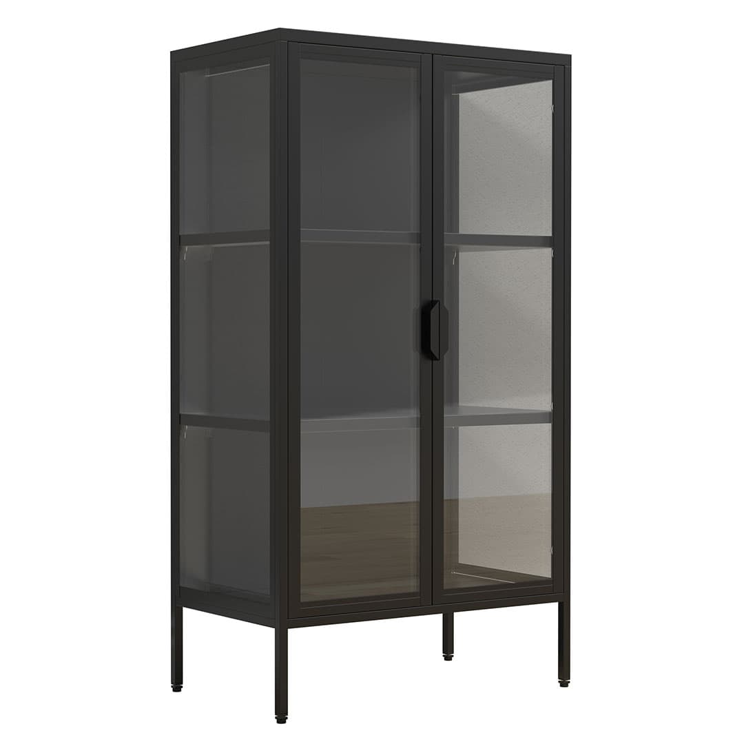 FlokaM Vitrinenschrank 2 Türen schwarz.