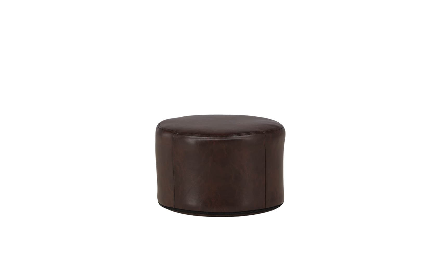 Eastport Pouf, Hocker Ø41cm PU Kunstleder braun.
