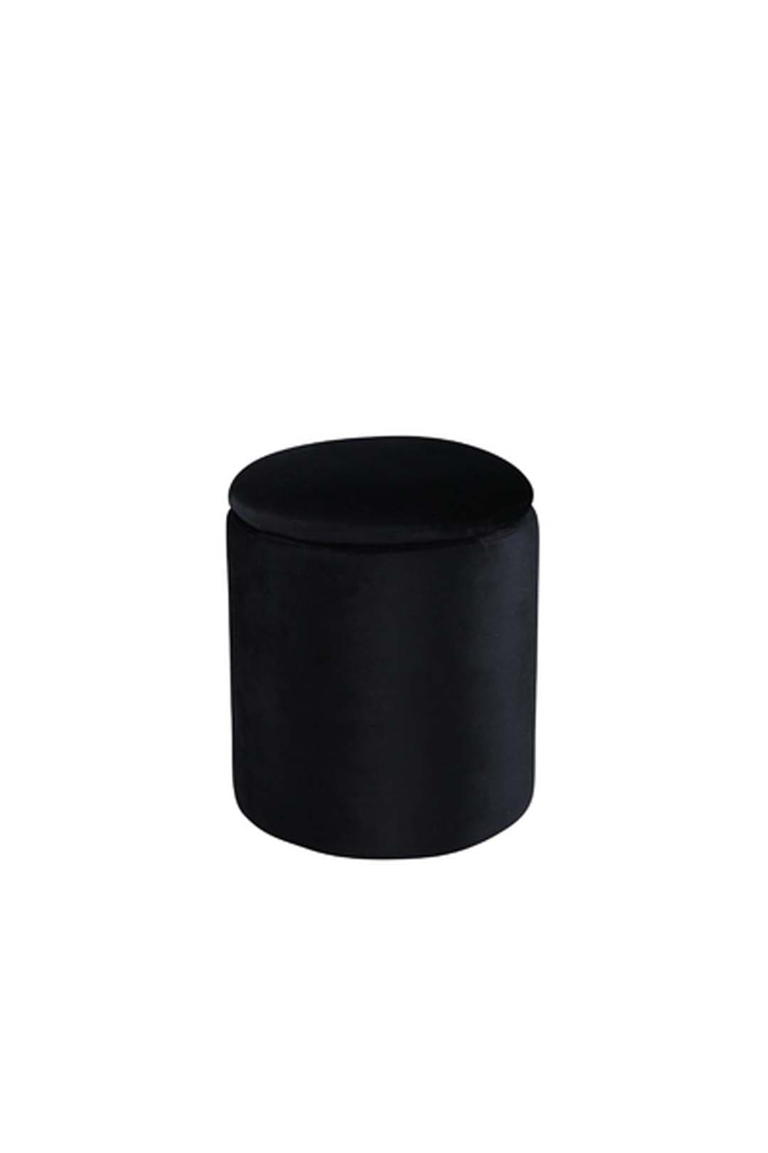 Limpen Pouf Ø32cm Velour mit Aufbewahrung schwarz.