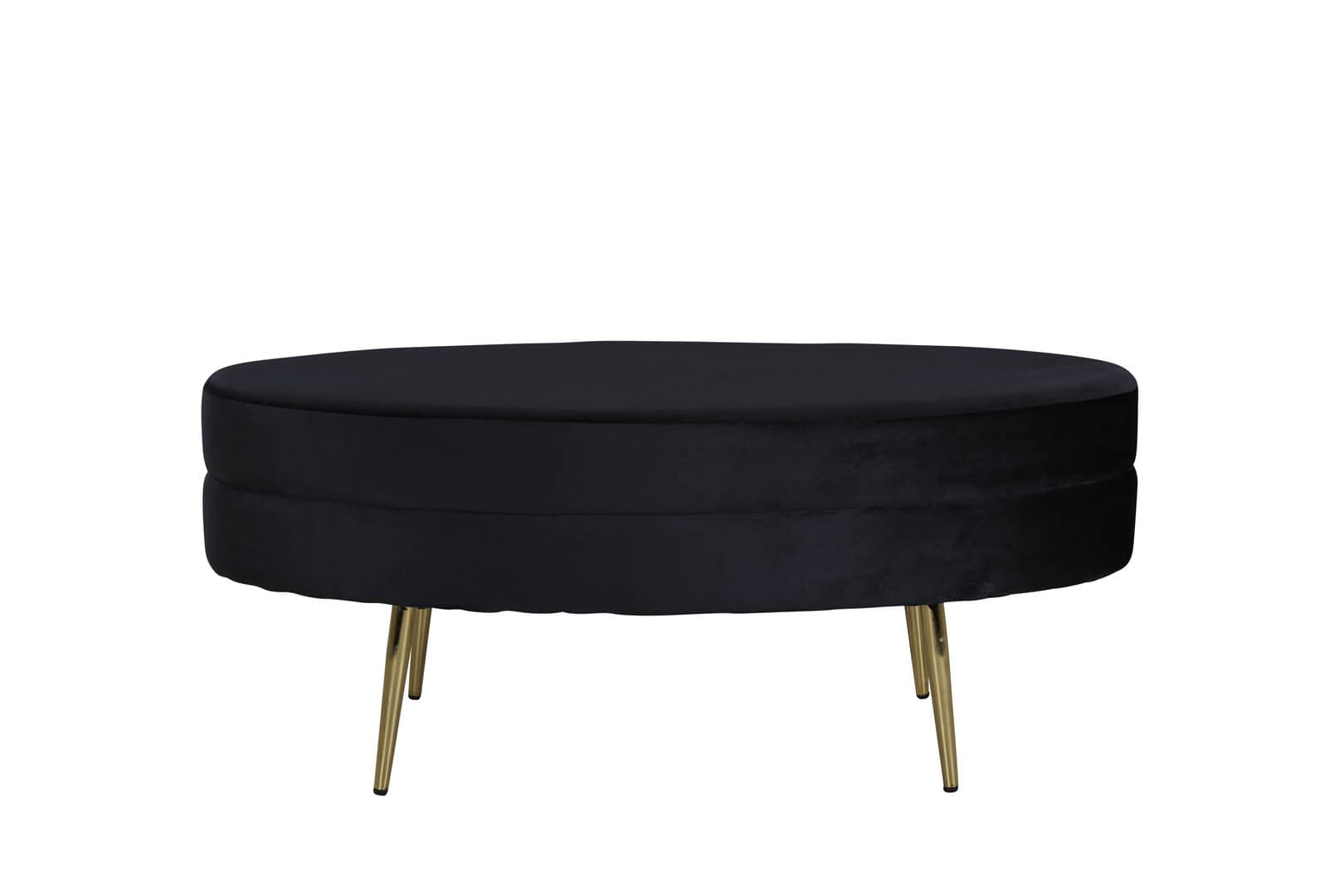 Otto Pouf, Hocker Velour schwarz, Messing.