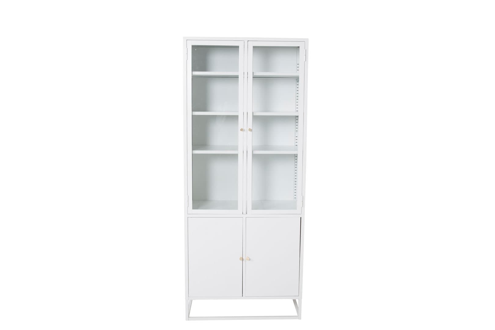 Bakal Vitrinenschrank 4 Glastüren, 5 Ablagen, weiss.