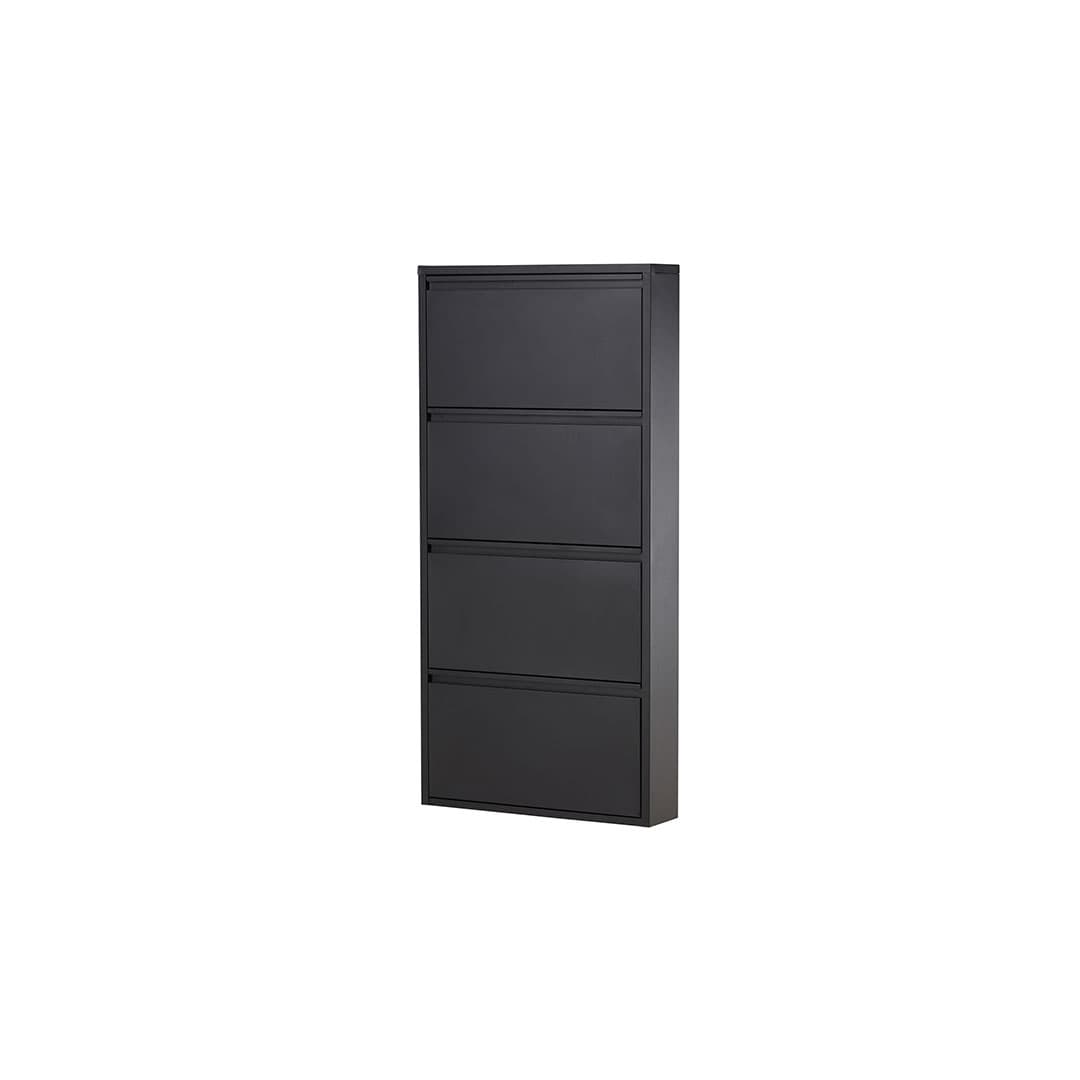 Ushuaia Schuhschrank Metall 4 Klappen schwarz.