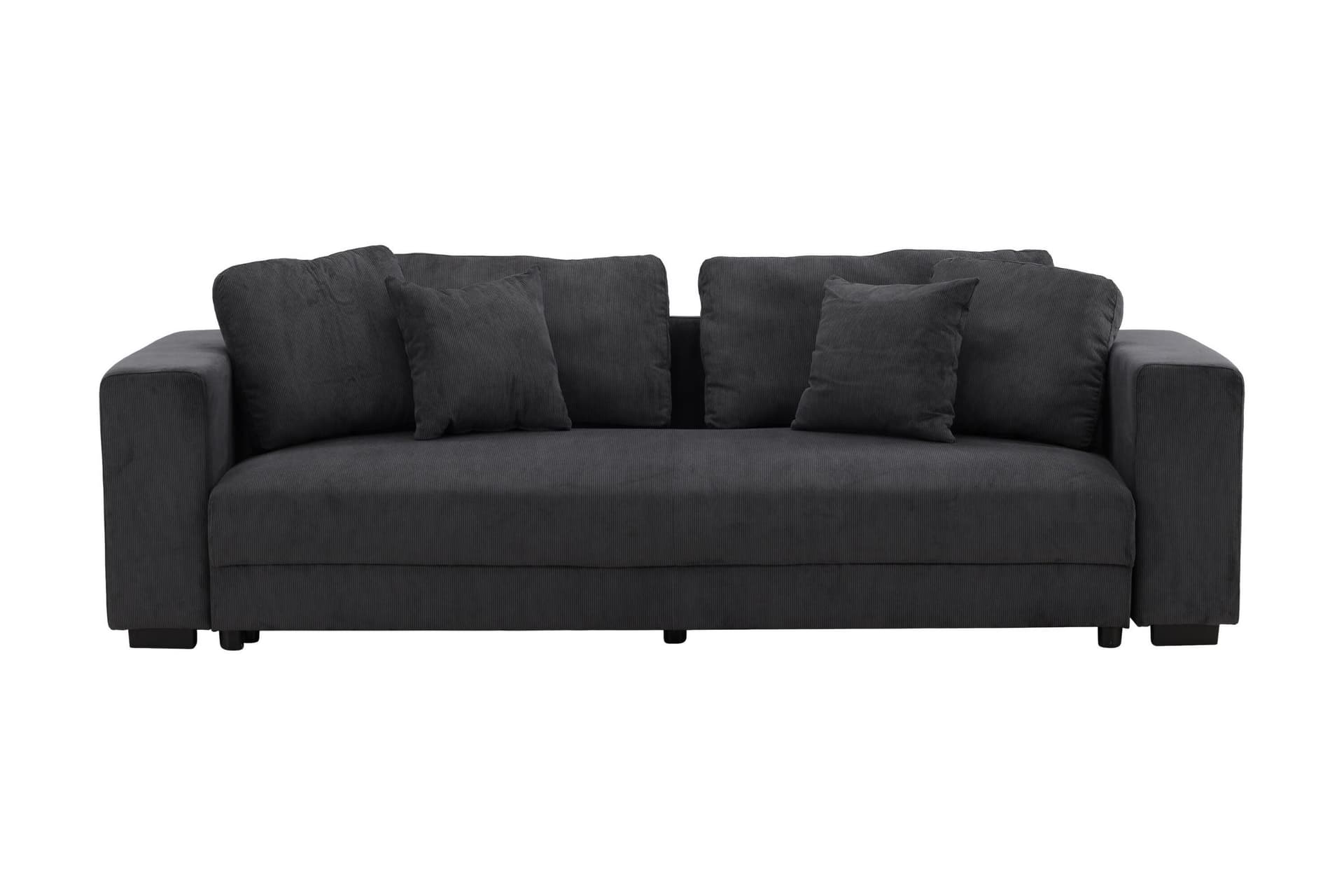 Bellman Schlafsofa 3-Sitzer 4 Zierkissen Samt grau.