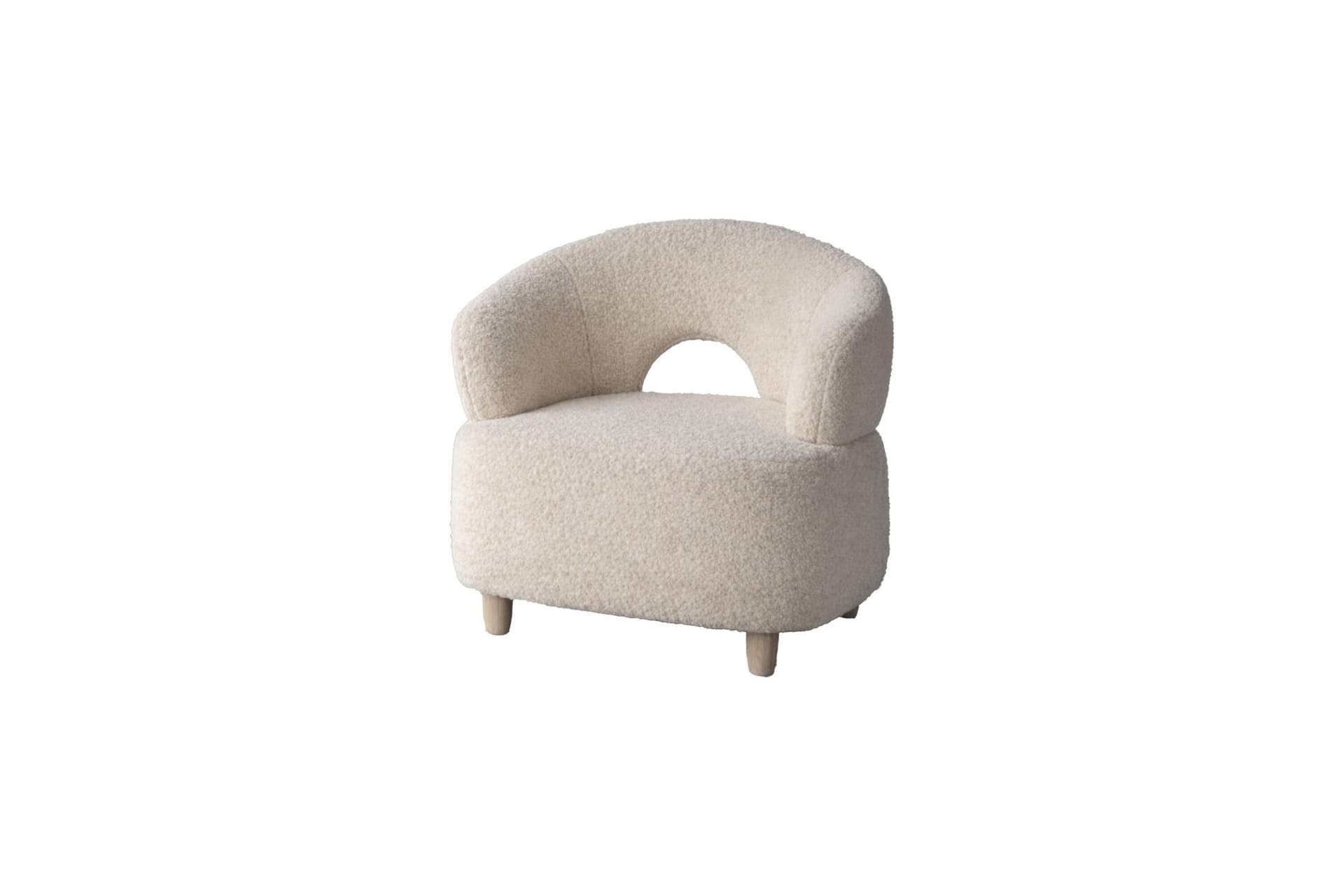 Moglas Sessel Bouclé weiß.