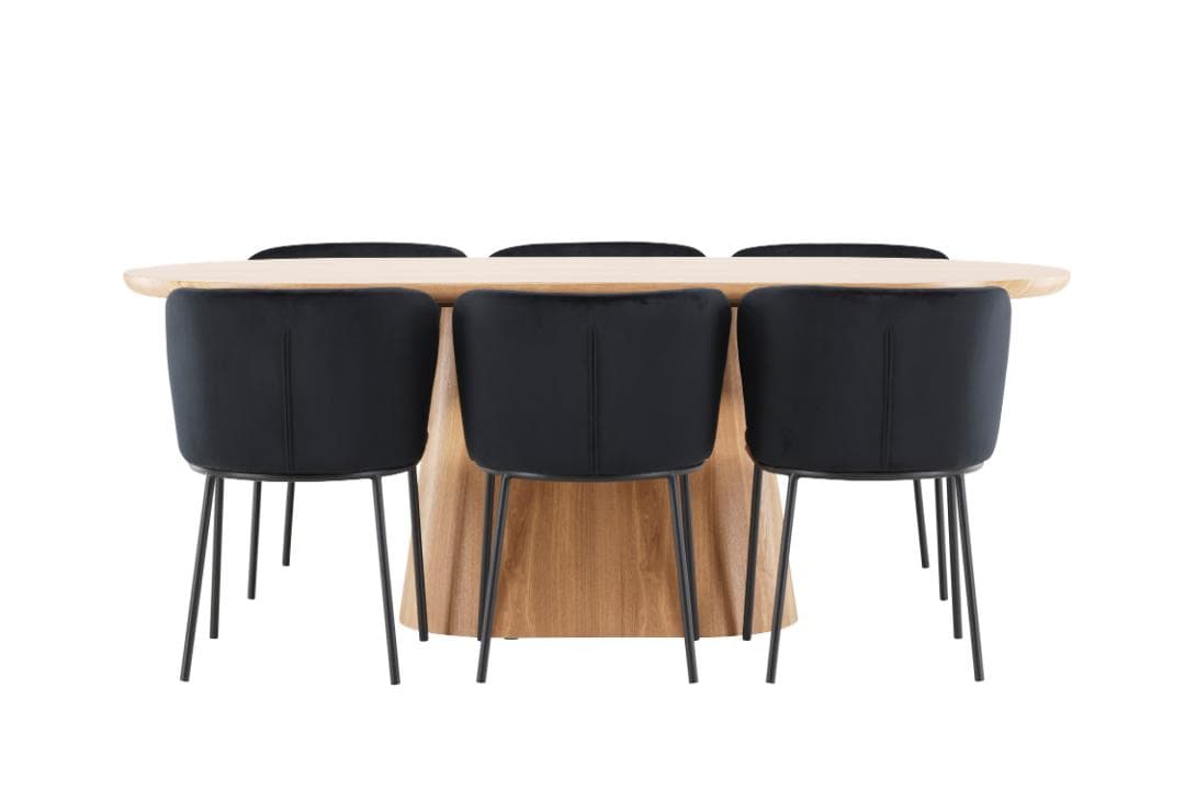 Stjärnö Essgruppe Tisch 90x200cm und 6 Stühle natur, schwarz.