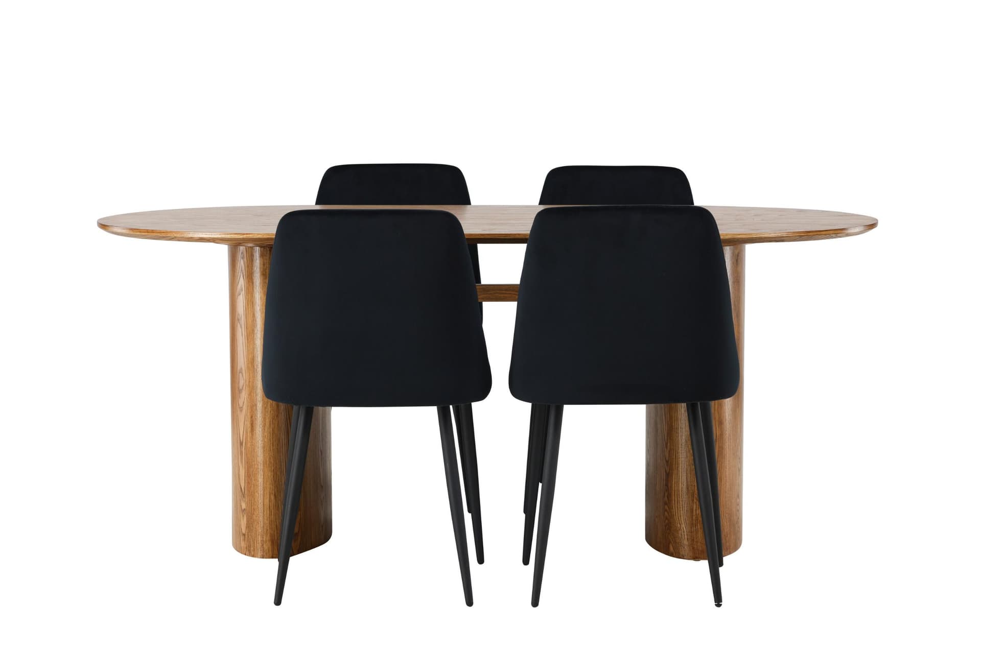 Isolde Essgruppe Esstisch Natur 4 Stühle Velours schwarz.
