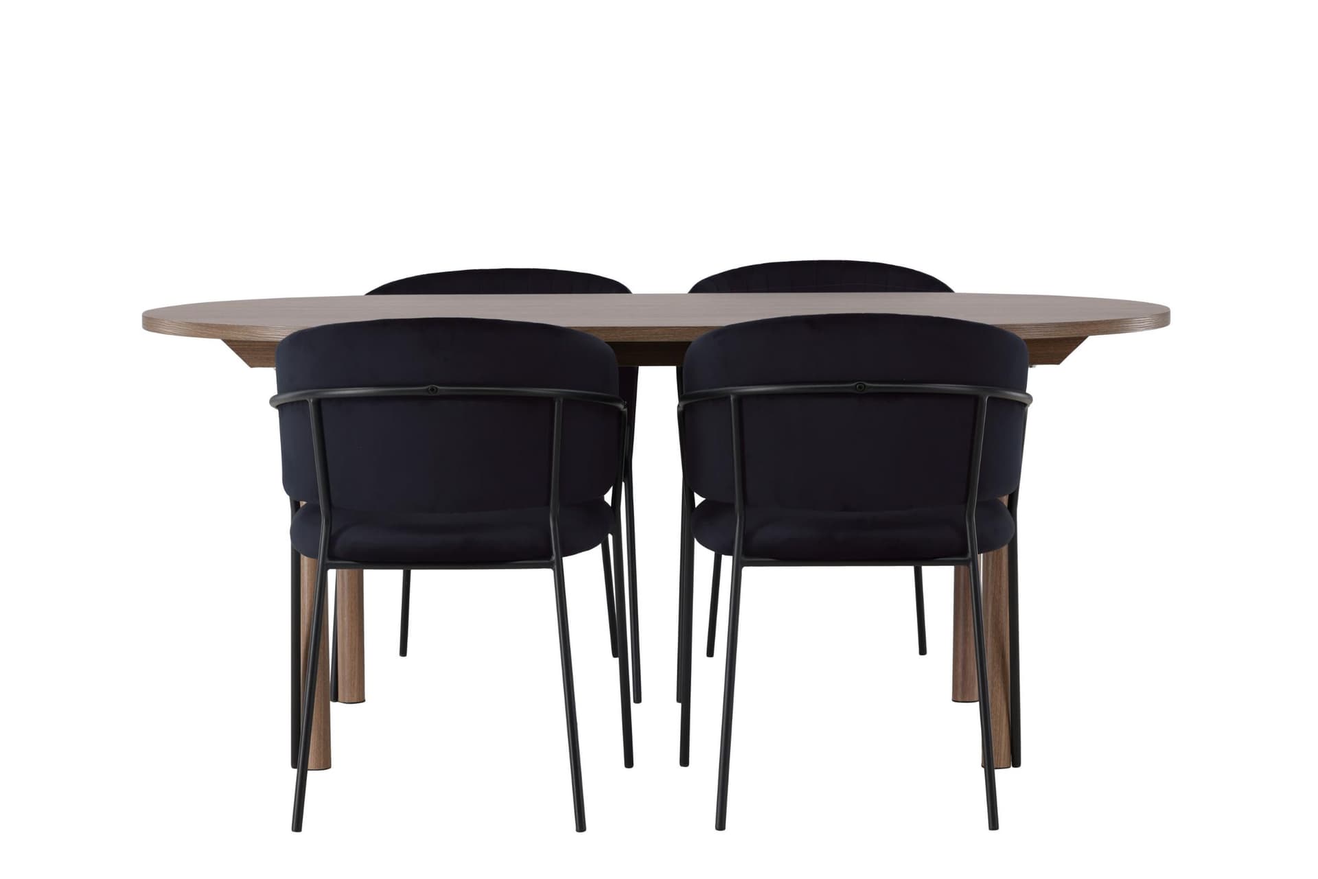 Andy Essgruppe Esstisch Natur 4 Stühle Velours schwarz.